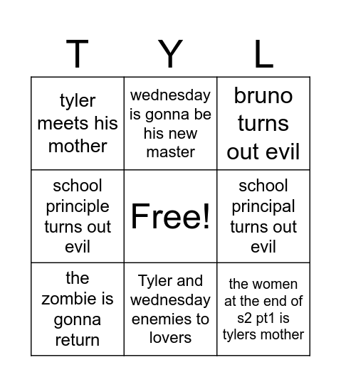 WEDNESDAY BINGO PT 2 Bingo Card