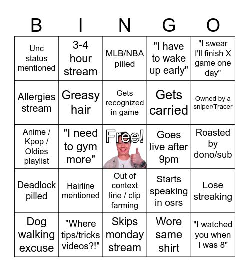 Average KarQ Stream Bingo Card
