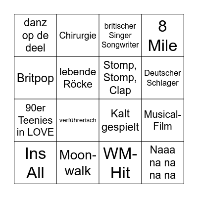 Dorf-Duell Musik-Bingo Card