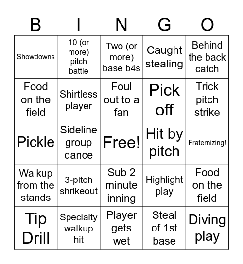 BananaBall Bingo Card