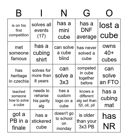 Find someone who ... Bingo Card