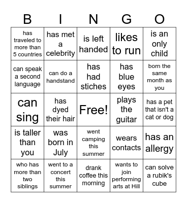 Find Someone Who... Bingo Card