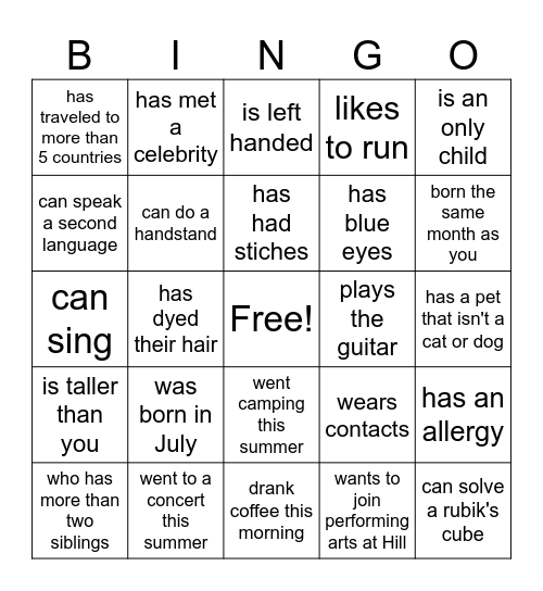 Find Someone Who... Bingo Card