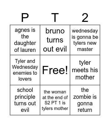 WEDNESDAY S2 PT 2 Bingo Card