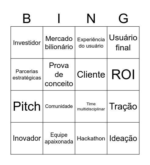 Bingo do pitch Bingo Card