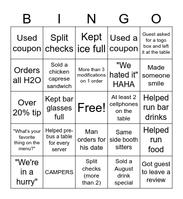Legends BINGO Card