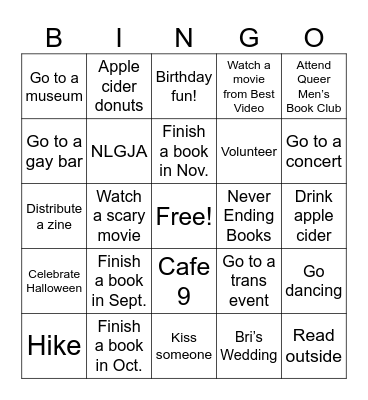 Fall 2025 Bingo Card