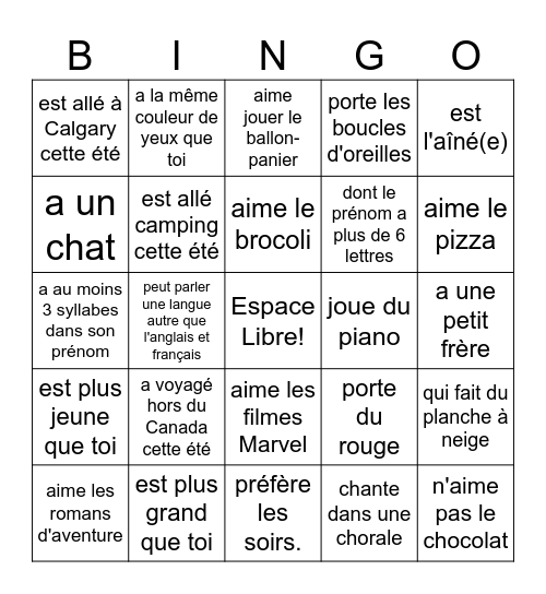 Trouve quelqu'un qui... Bingo Card