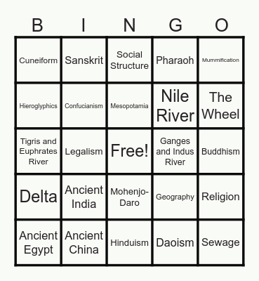 6th Grade Social Studies: End of Year Bingo Card