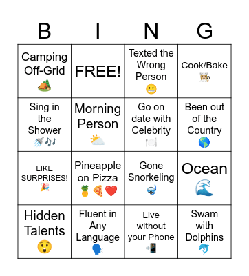 Get To Know Me Bingo! Bingo Card