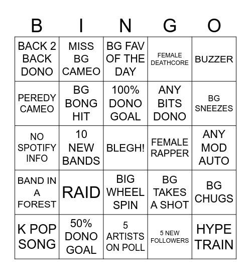FILTHY FRIDAY BINGO! Bingo Card