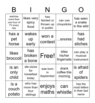 Find Someone Who... Bingo Card