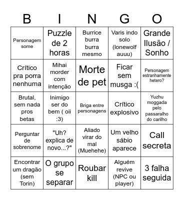 RPG Bingo Card