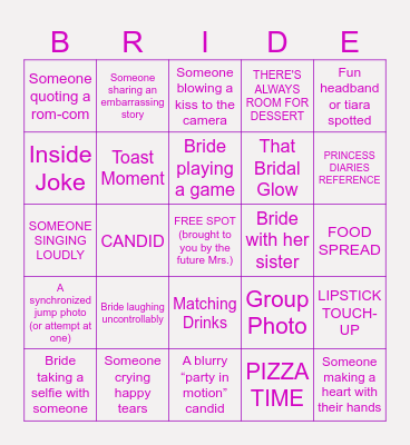 Photo Scavenger Hunt (Bachelorette Edition) Bingo Card
