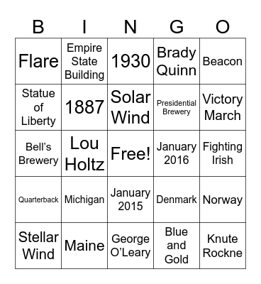 Mystery Bus Bingo Card