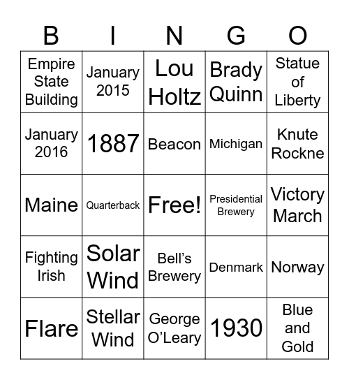 Mystery Bus Bingo Card