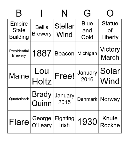 Mystery Bus Bingo Card