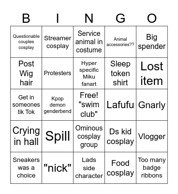 Matsuricon Bingo Card