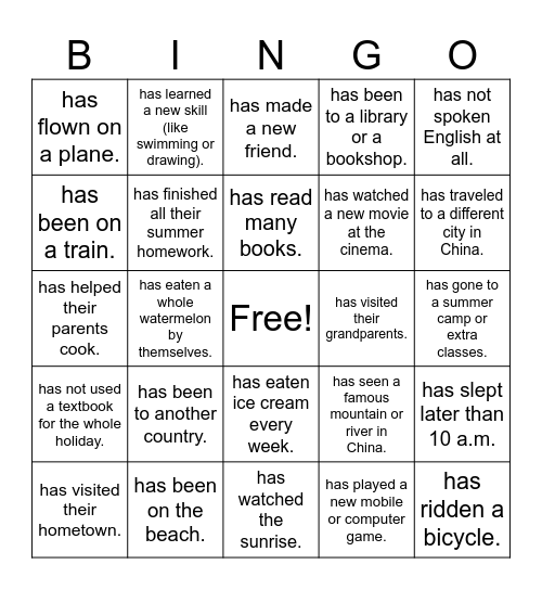 Find someone who Bingo Card