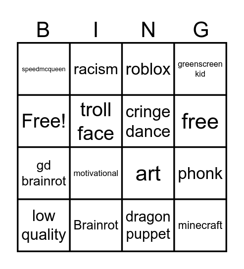 yt shorts Bingo Card