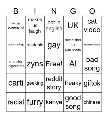 instagram reels bingo Card
