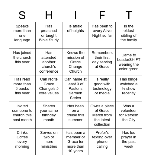 Find Someone Who Bingo Card