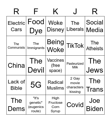 Reason for Autism Bingo Card