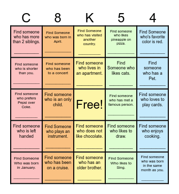 Find Someone Who... Bingo Card