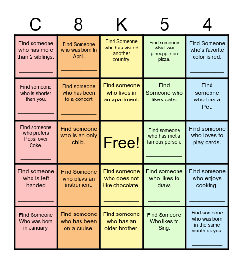 Find Someone Who... Bingo Card