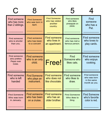 Find Someone Who... Bingo Card