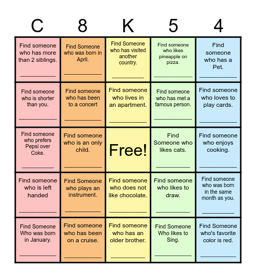 Find Someone Who... Bingo Card