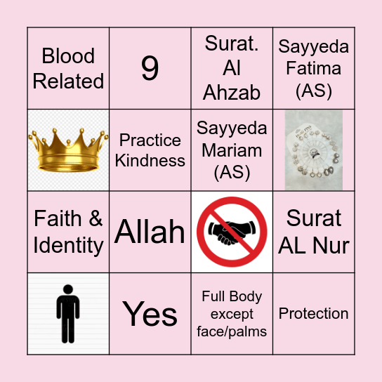 Hijab Bingo Card