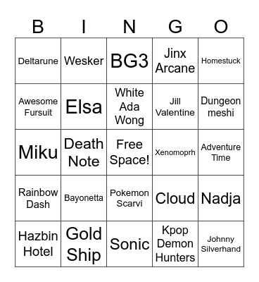 Dragon Con Bingo Card
