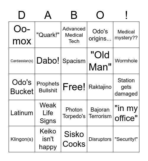DS9: The Bingo Card Bingo Card