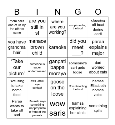 Ganpati time Bingo Card