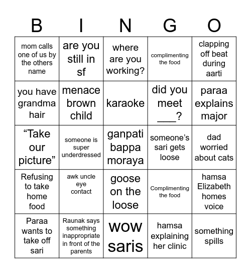 Ganpati time Bingo Card