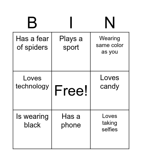 Tech + Fun Bingo Card