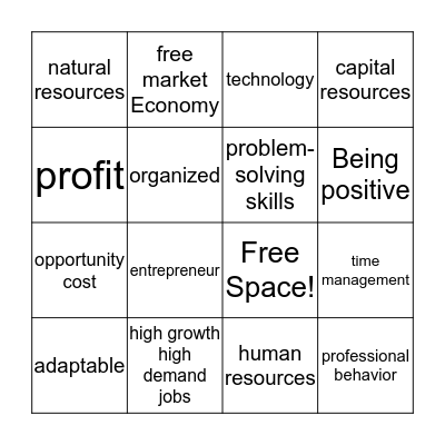 JA Our Nation Bingo Card