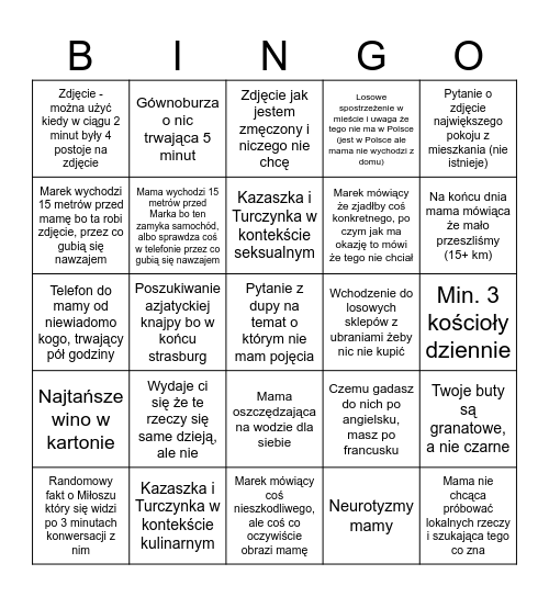 Strasburg - Rodzice Bingo Card