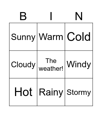 The weather Bingo Card