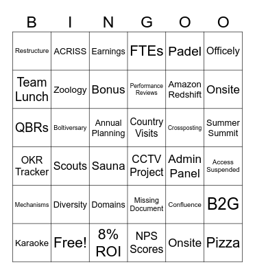 Culture @ COps Bingo Card