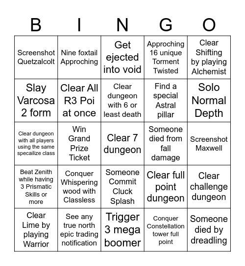Monumenta Bingo Challenge Card [1] Bingo Card