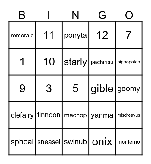 Legends Arceus BINGO! Bingo Card