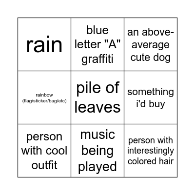 Walking Bingo September Bingo Card