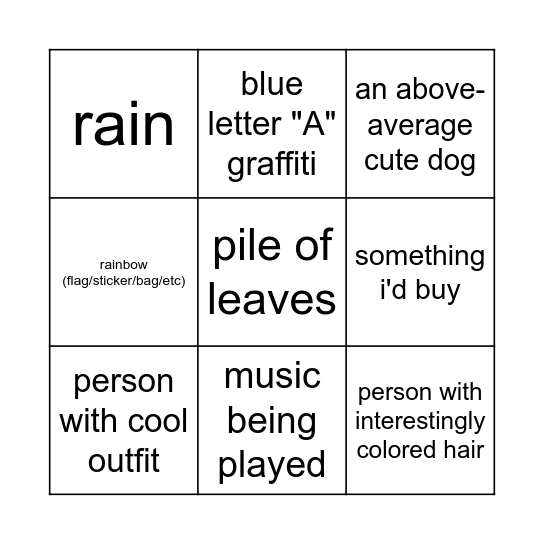 Walking Bingo September Bingo Card