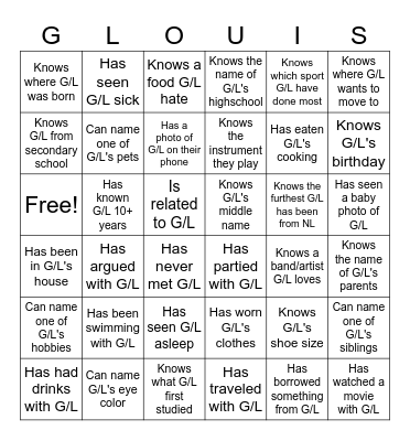 Find someone who Bingo Card