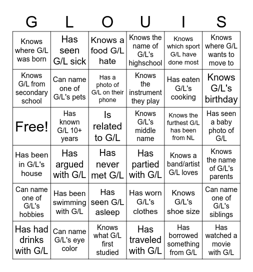 Find someone who Bingo Card