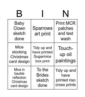 September Bingo Card