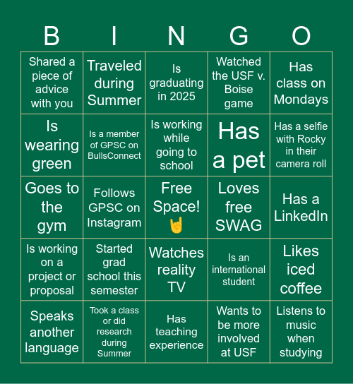 Name:________________________________ Bingo Card