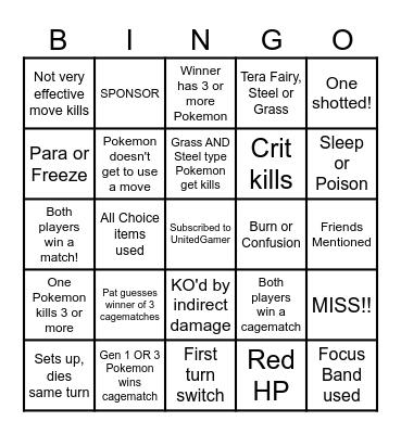 Then we fight bingo UG 1v1 Bingo Card